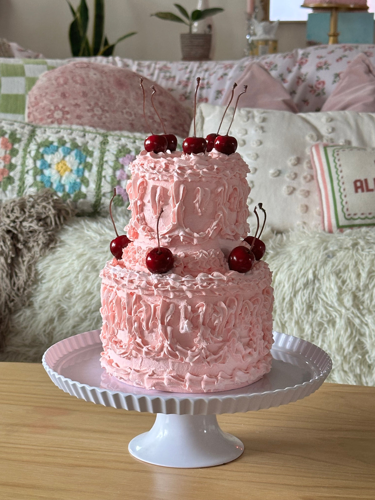 Two-Tier Vintage Pink Fake Cake ⭐️Only 1 Available⭐️