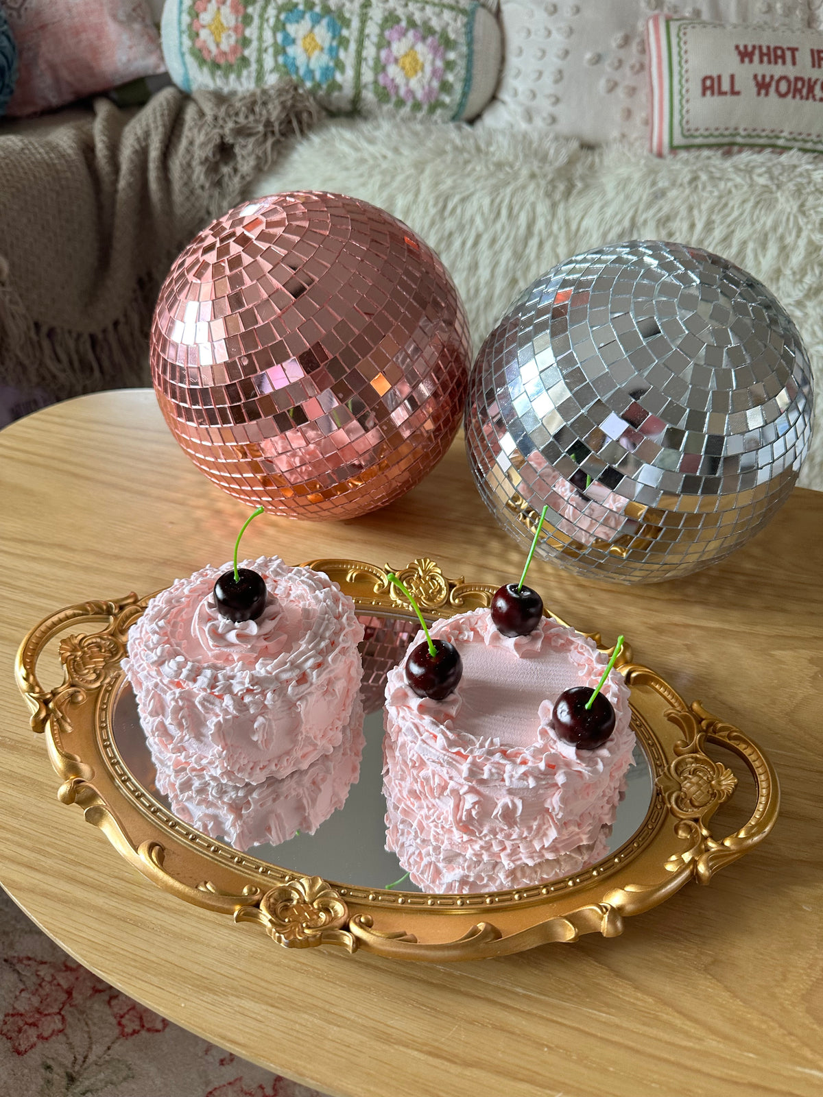 (Set of 2) Dark Cherry Fake Cakes 💖🍒💕