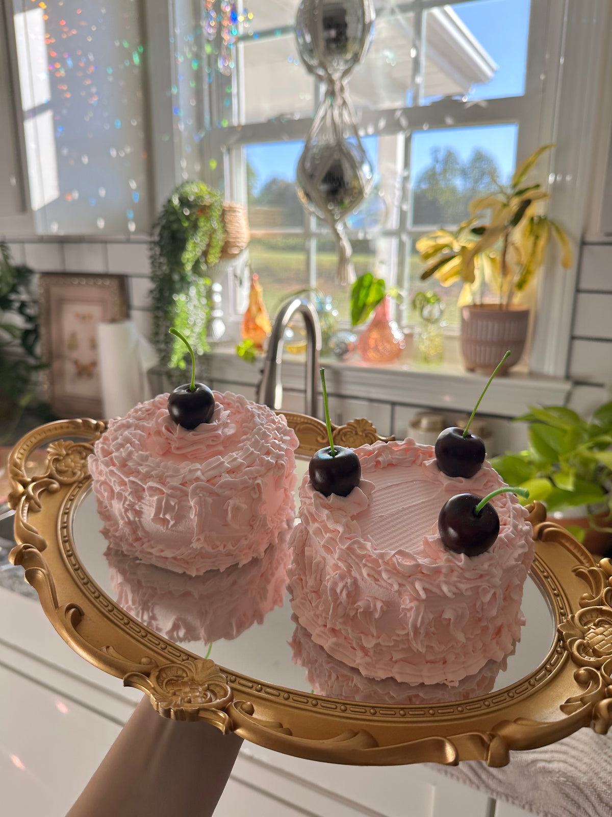 (Set of 2) Dark Cherry Fake Cakes 💖🍒💕