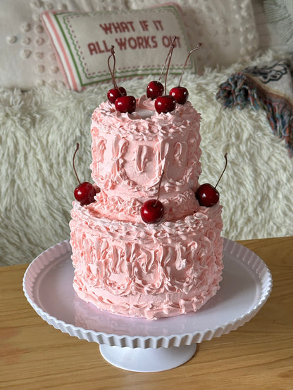 Two-Tier Vintage Pink Fake Cake ⭐️Only 1 Available⭐️