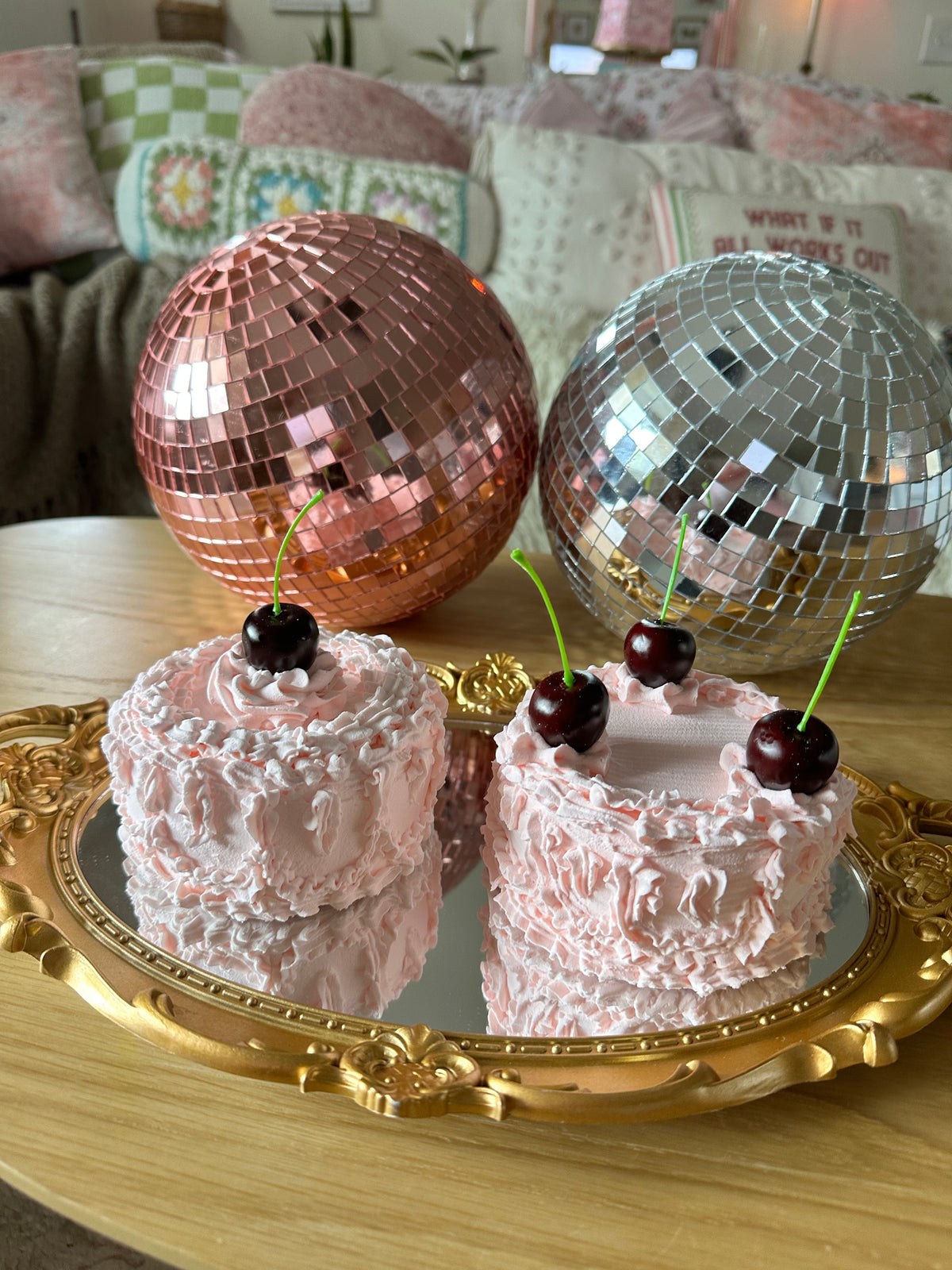 (Set of 2) Dark Cherry Fake Cakes 💖🍒💕