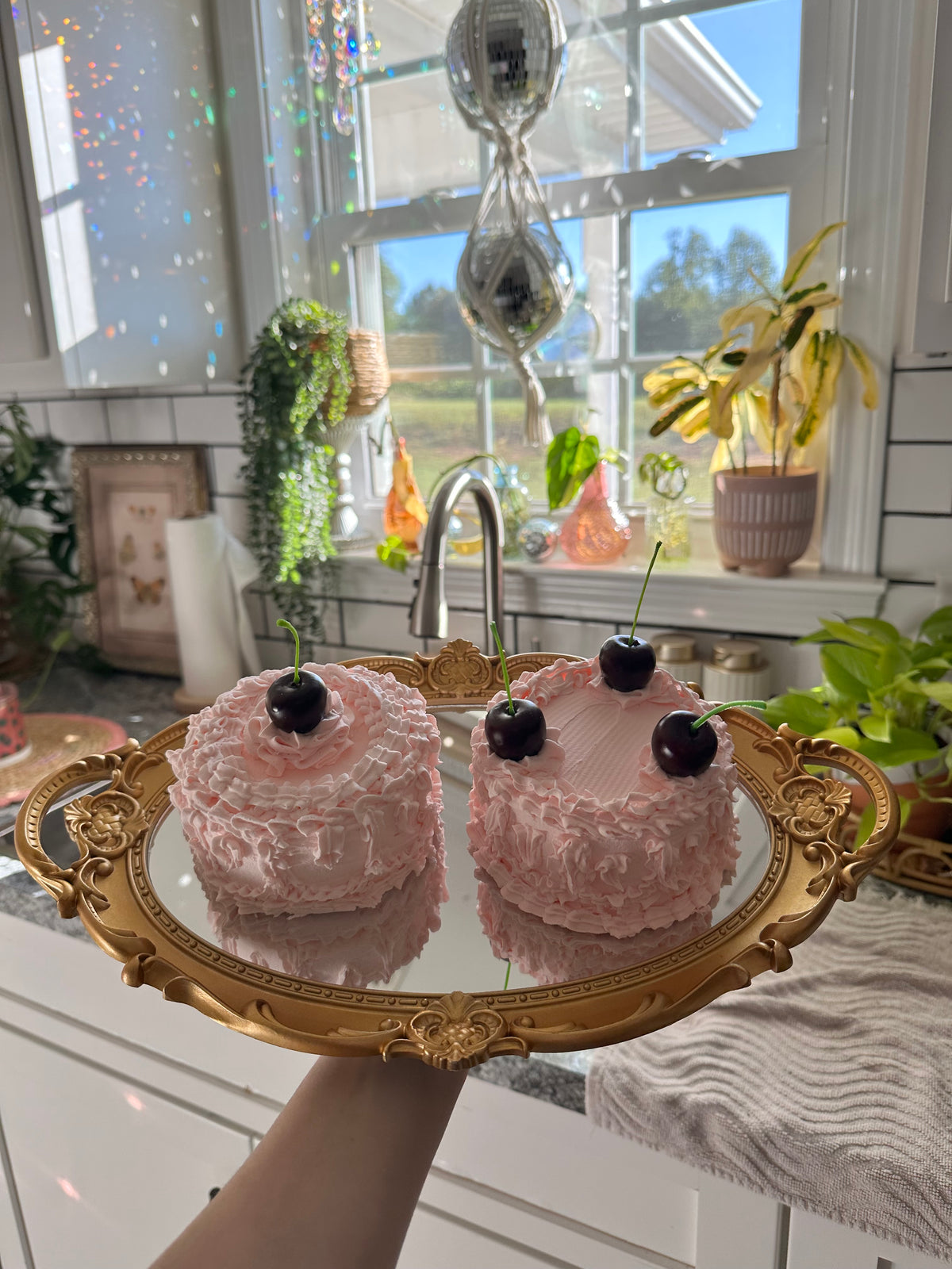 (Set of 2) Dark Cherry Fake Cakes 💖🍒💕