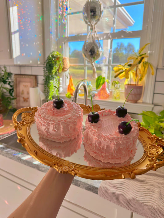 (Set of 2) Dark Cherry Fake Cakes 💖🍒💕