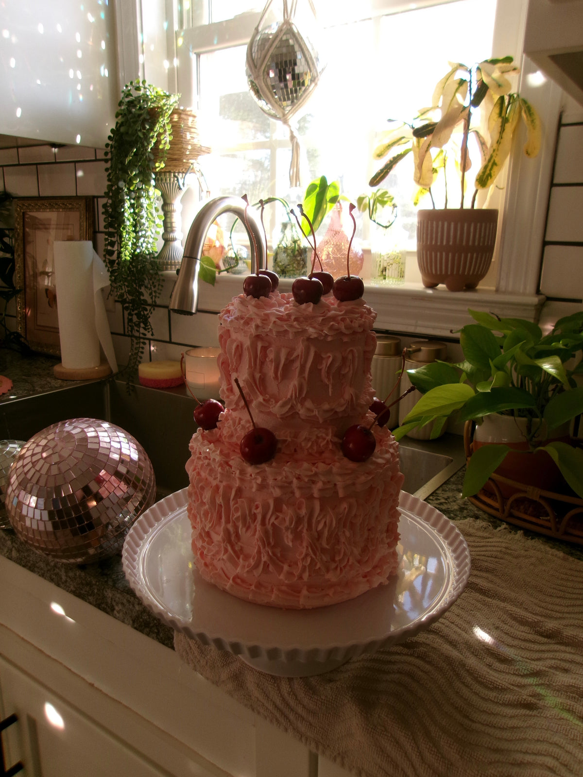 Two-Tier Vintage Pink Fake Cake ⭐️Only 1 Available⭐️