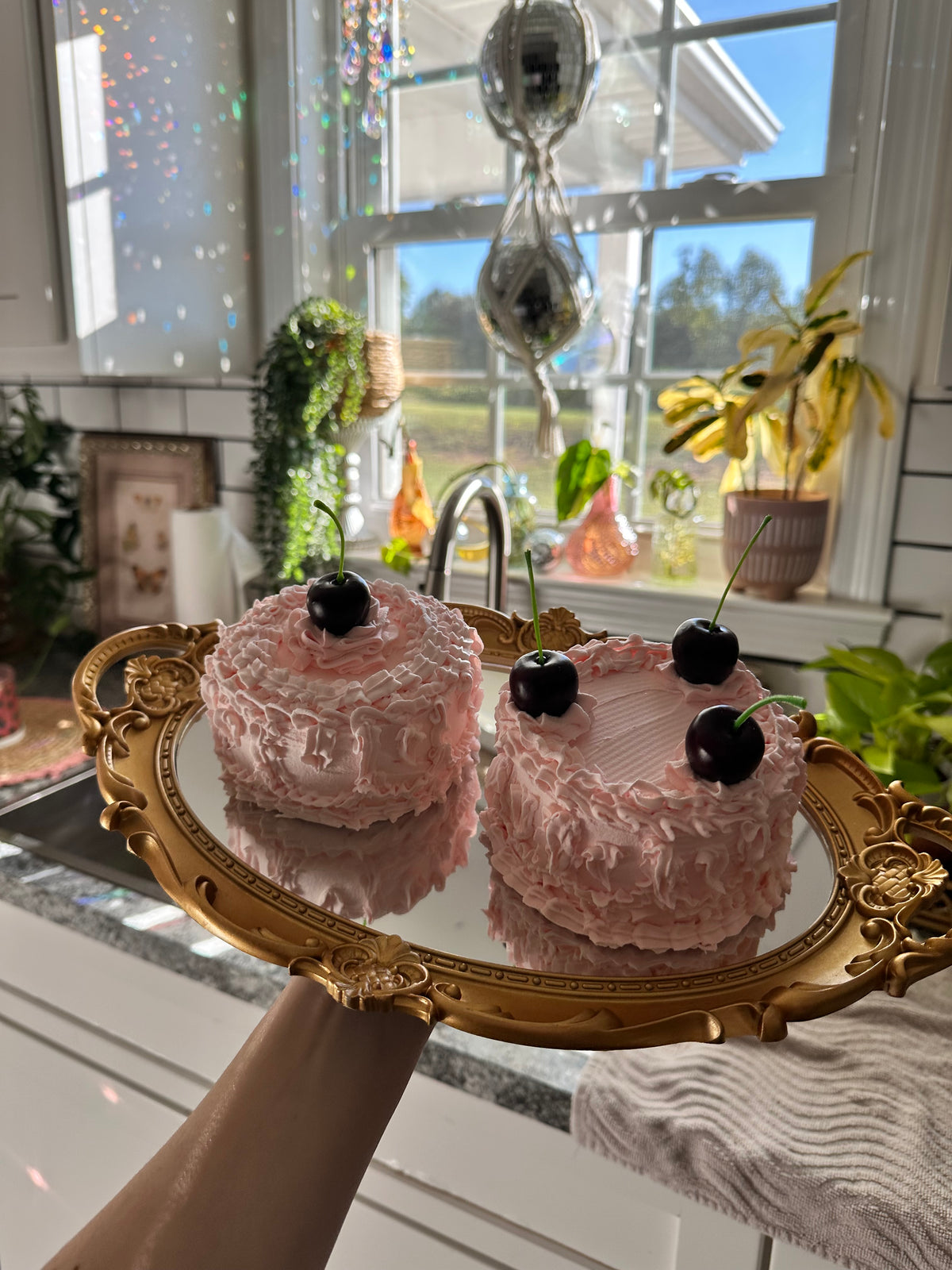 (Set of 2) Dark Cherry Fake Cakes 💖🍒💕