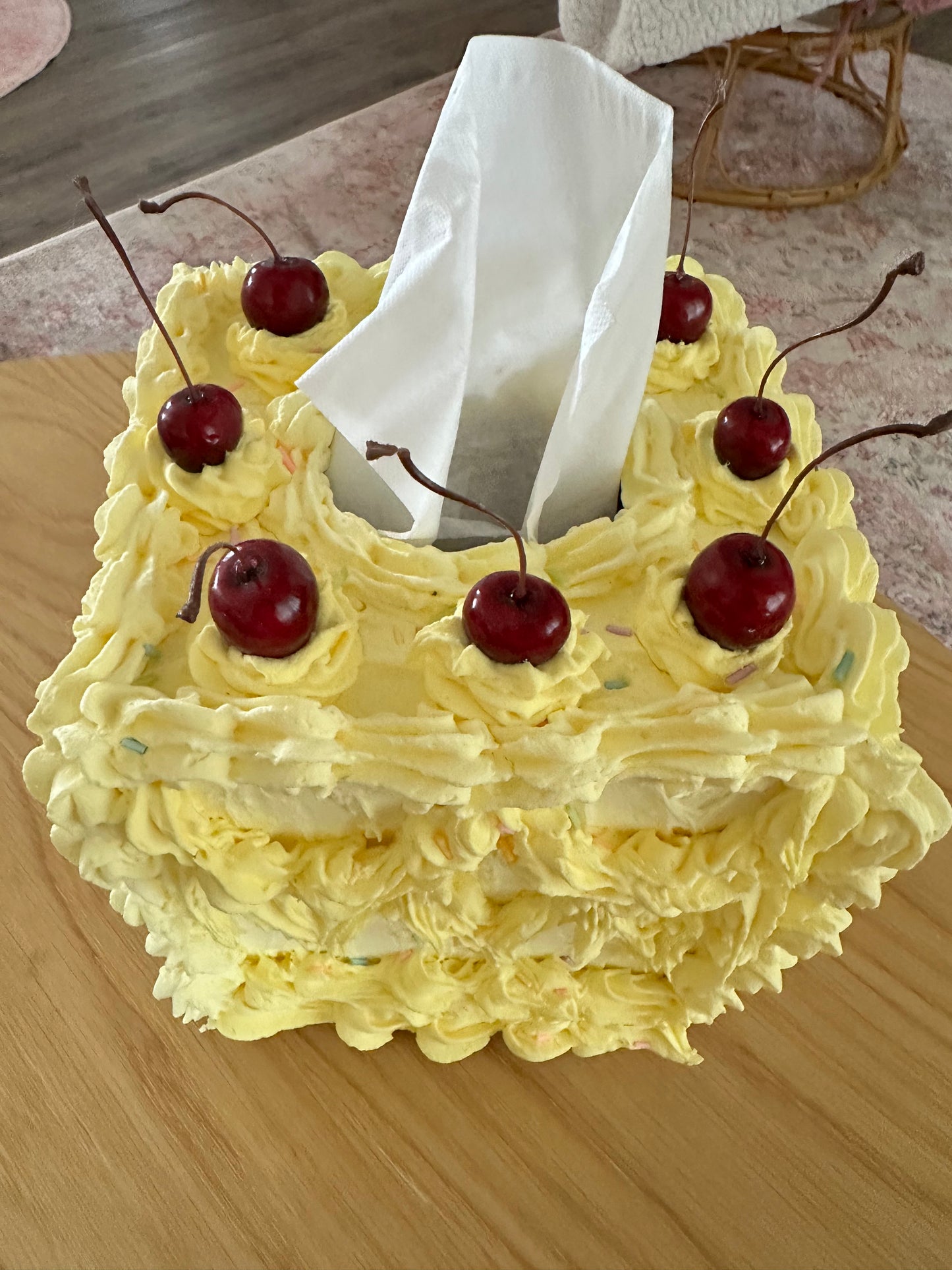Yellow Faux Tissue Box Cake Cover