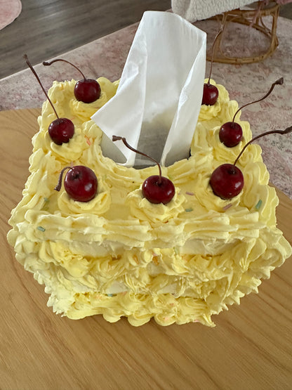 Yellow Faux Tissue Box Cake Cover
