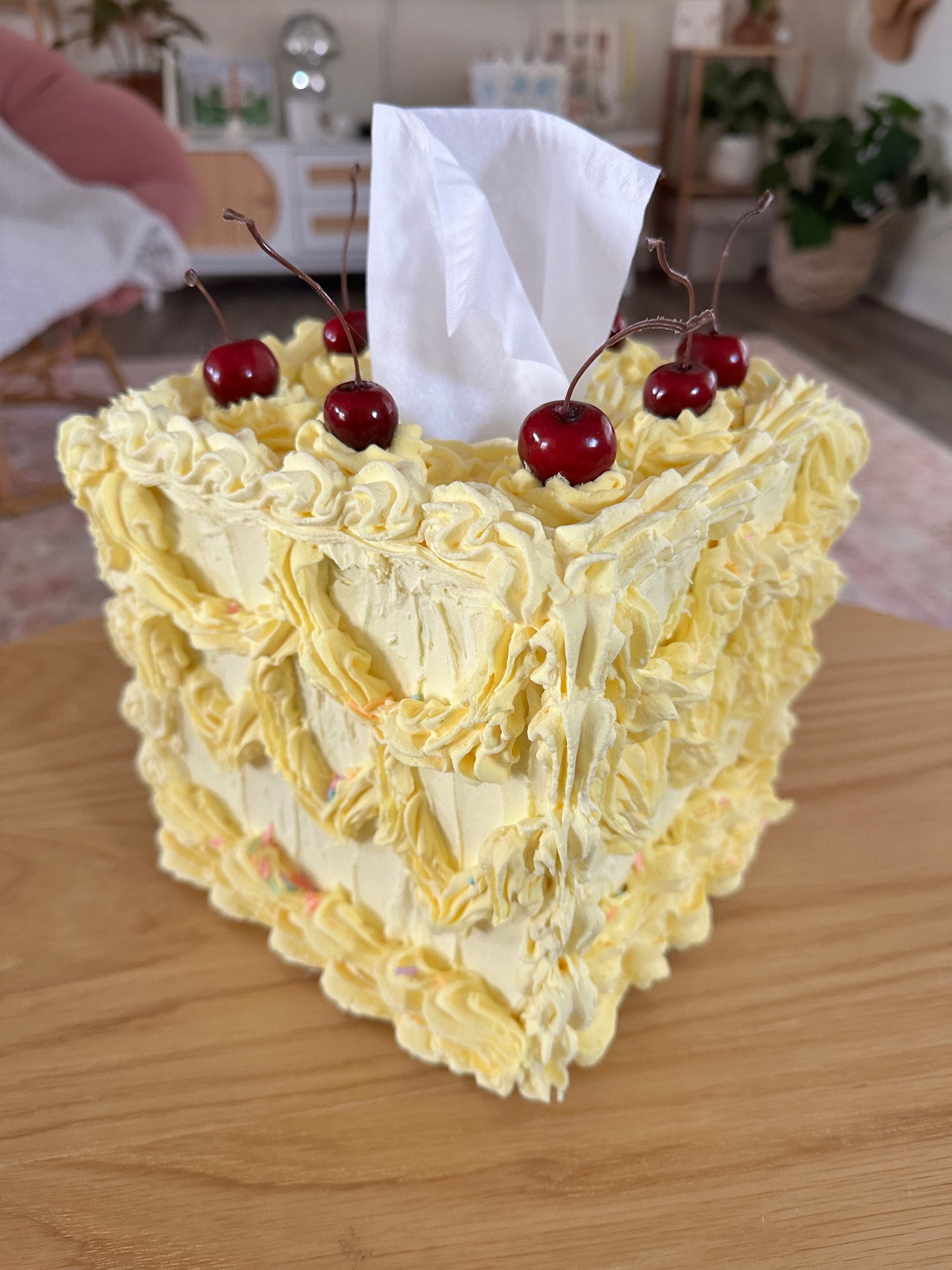 Yellow Faux Tissue Box Cake Cover