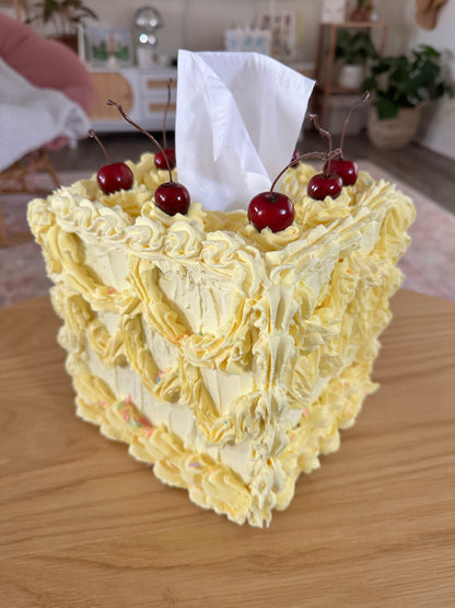 Yellow Faux Tissue Box Cake Cover