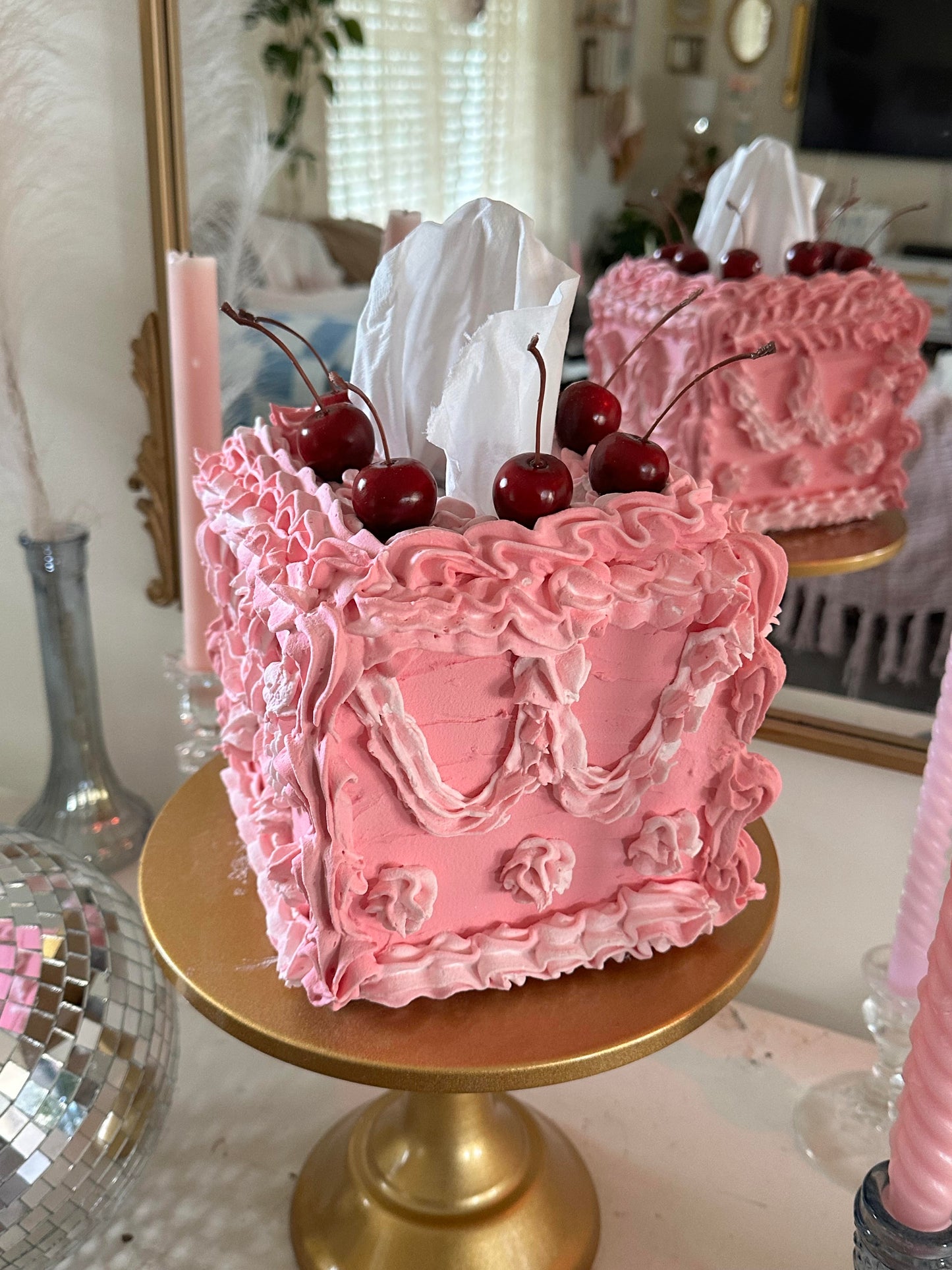 Pink Faux Tissue Box Cake