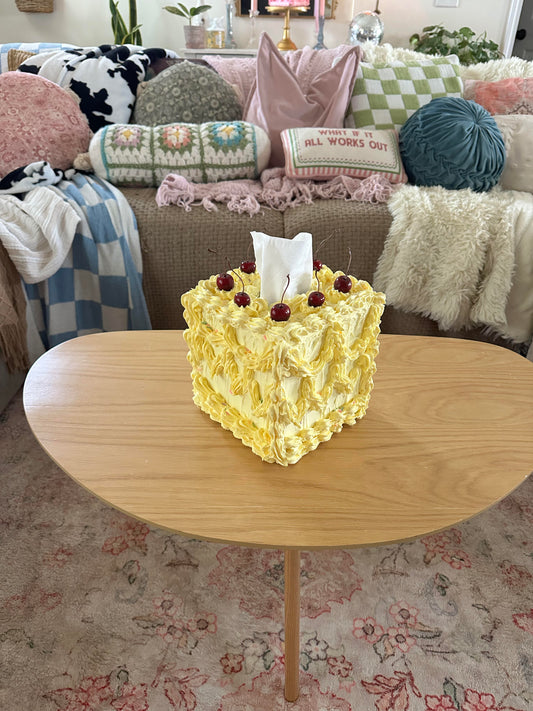 Yellow Faux Tissue Box Cake Cover